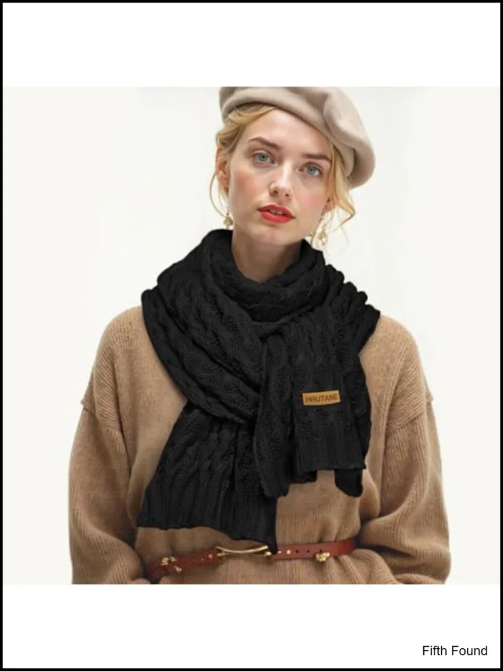 Chunky Knit Winter Scarf Soft Polyester Ribbed Warm Wrap